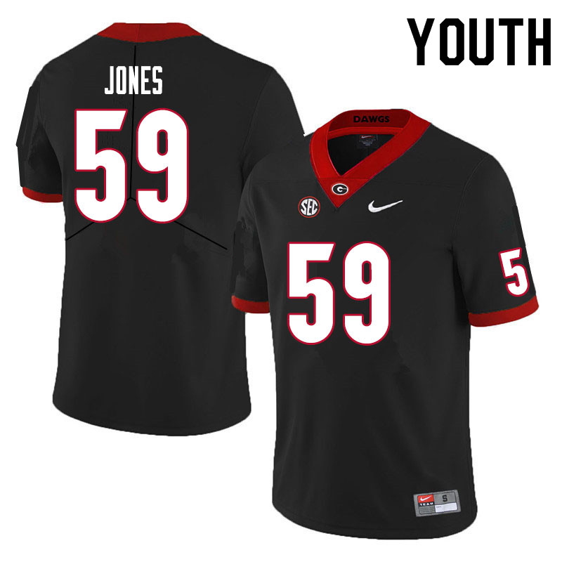 Youth #59 Broderick Jones Georgia Bulldogs College Football Jerseys Sale-Black